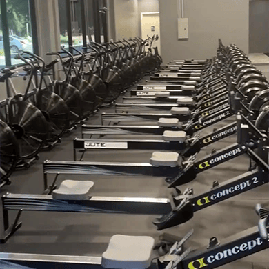 rowing equipment at Jute CrossFit